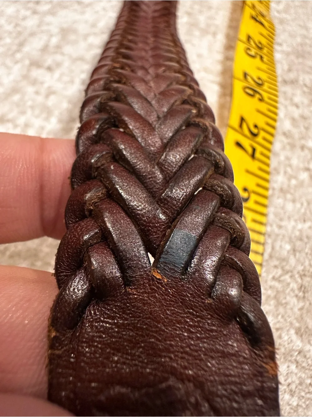 Braided Brown Leather Men’s Belt with Brass Buckle